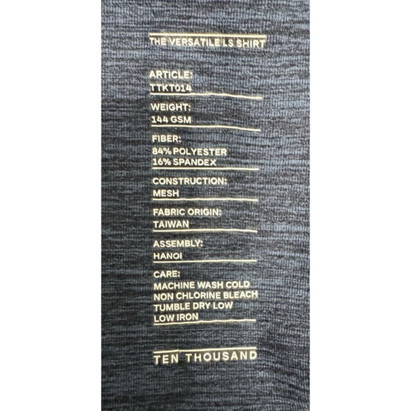 Ten Thousand Versatile Shirt Mens Large Blue Long Sleeve Stretch Performance - Picture 12 of 12